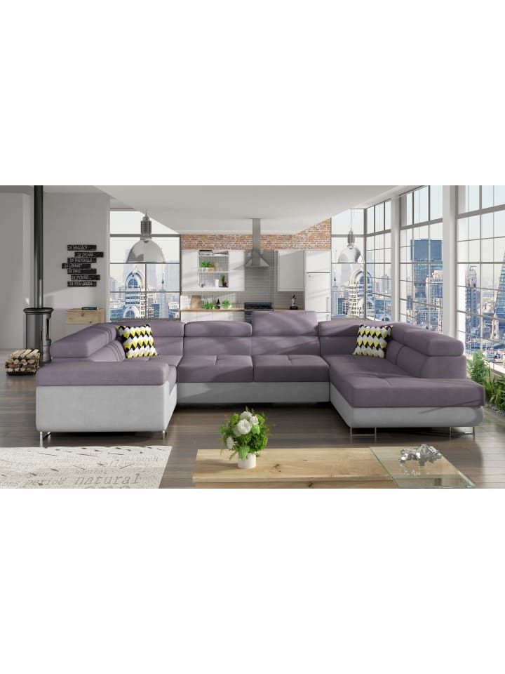 Lavin Recamiere Rechts in Lila -  (L) 340 x (B) 340 x (H) 90 cm