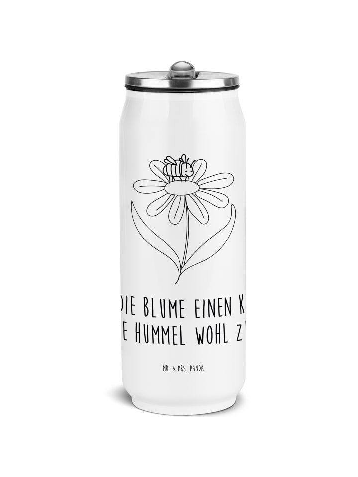 Thermosbecher Hummel Blume mit Spruch in Weiß