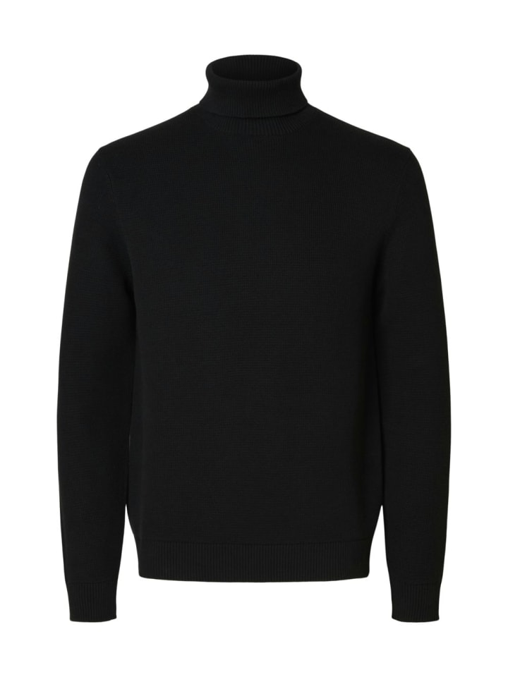 Pullover SLHDANE LS KNIT STRUCTURE ROLL NECK in Schwarz