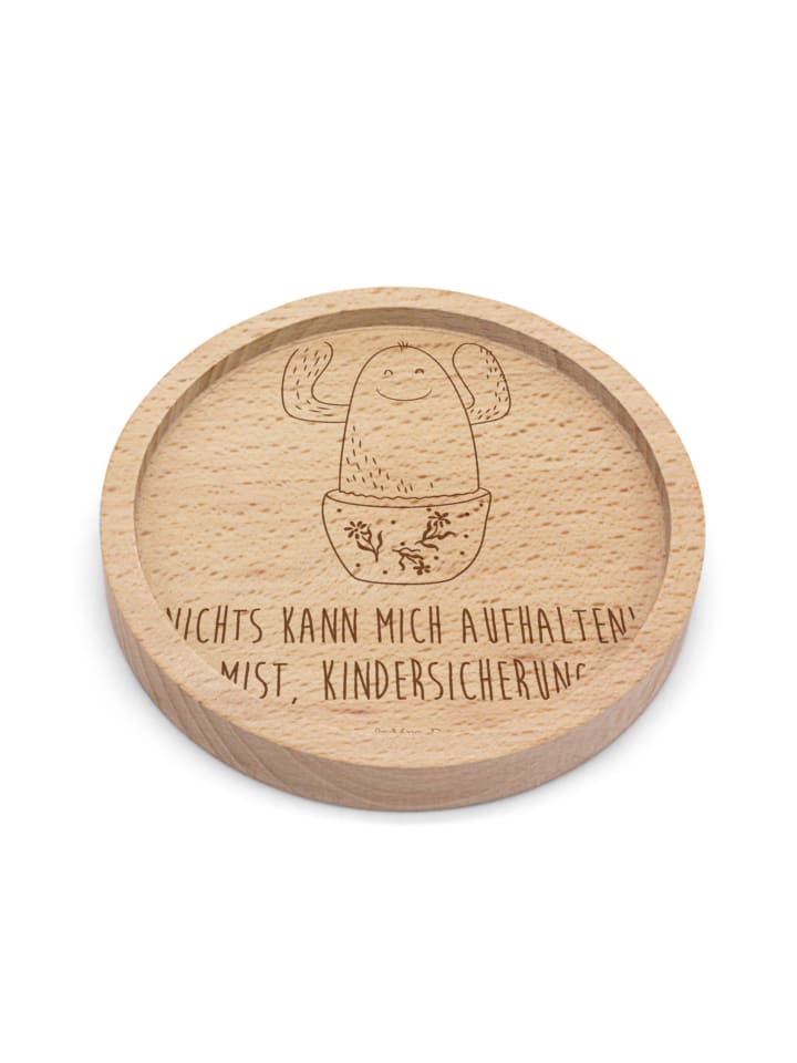 Untersetzer Kaktus Happy mit Spruch in Transparent