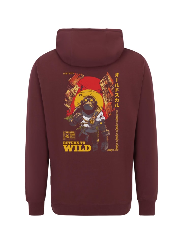 Sweatjacke Wrldvibe Return to Wild Graphic in Burgundy