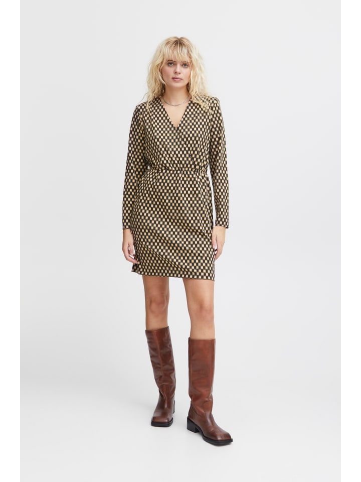 Kleid IHKATE Regular fit in Doeskin Checks Aop