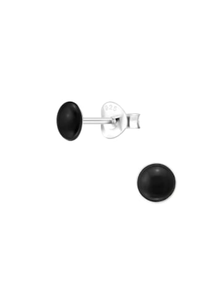 Ohrstecker MUSCHELPERLMUTT schwarz 6 mm in 925 Sterling Silber, 2-tlg.
