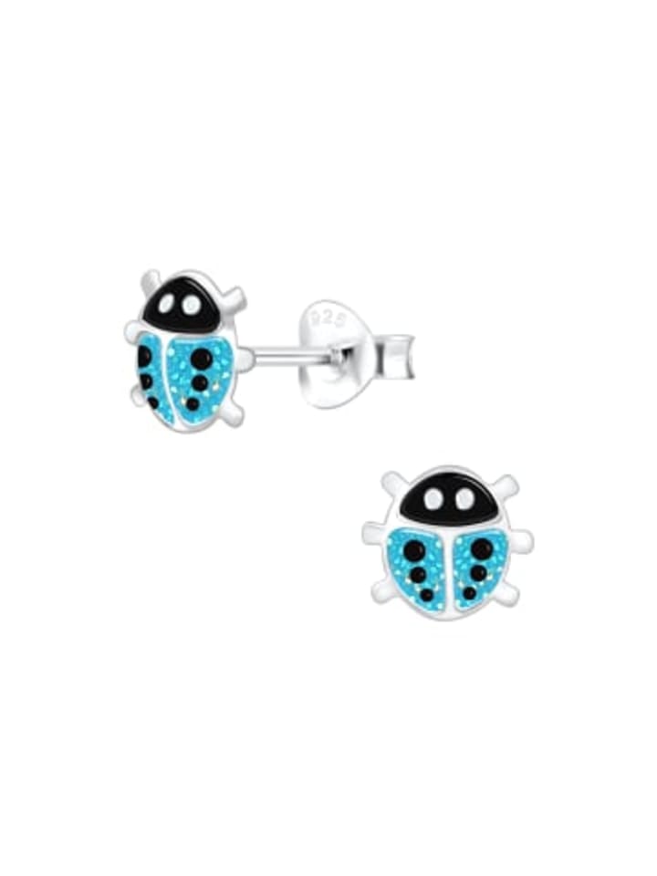 Ohrringe, Ohrstecker MARIENKÄFER aqua in 925 Sterling Silber, 2-tlg.