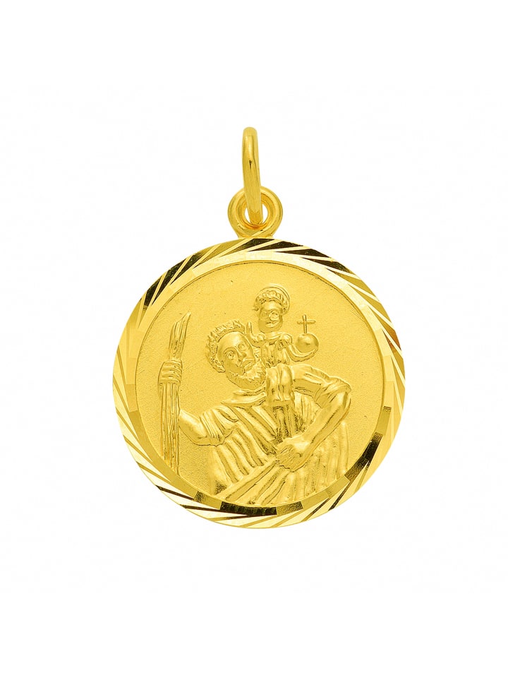 Damen 585 Gold Anhänger Christophorus Ø 16 mm in gold