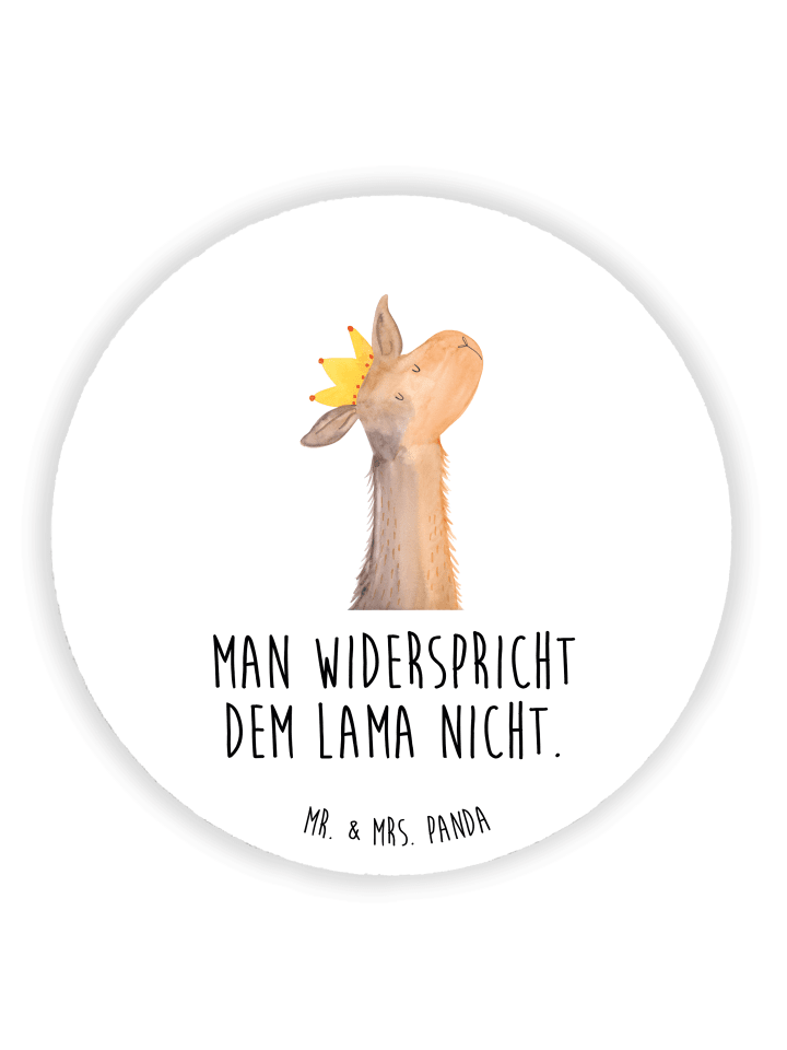 haftmagnet Lamakopf König mit Spruch in Weiß