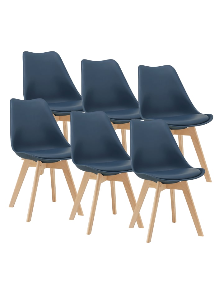 6er-Set Esszimmerstuhl Fläten in Blau (H)81cm (B)49cm (T)57cm