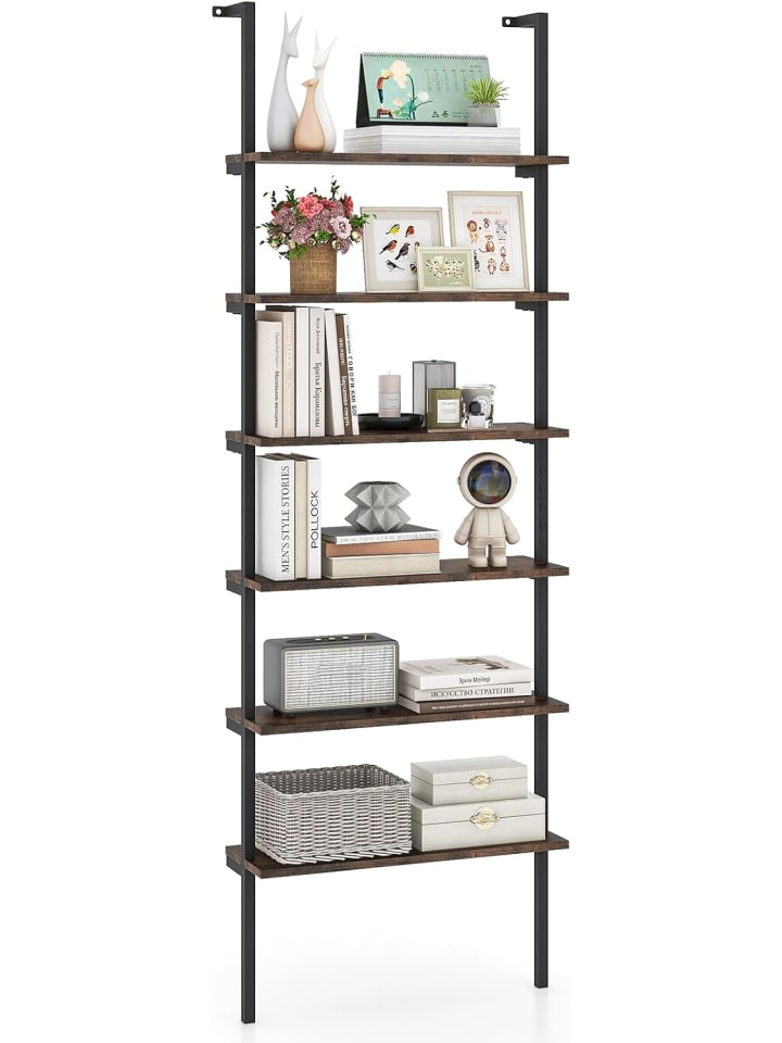 6-stöckiges Leiterregal 60 x 20 x 183 cm in Braun