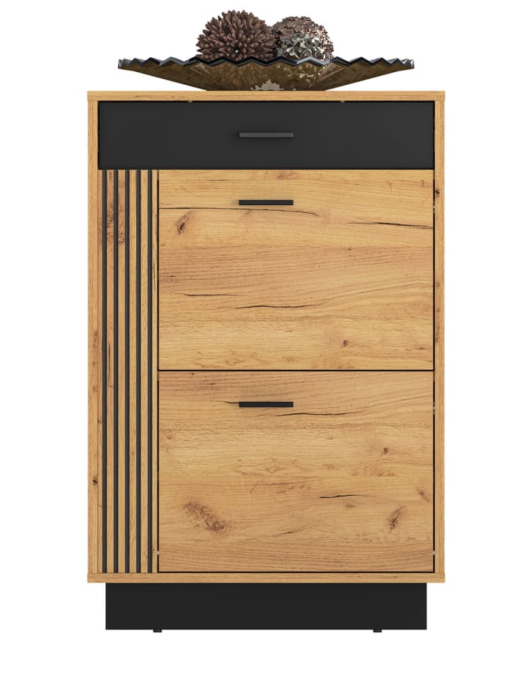 Schuhschrank Vasco Gold Craft Eiche / schwarz 60 / 34 / 91cm