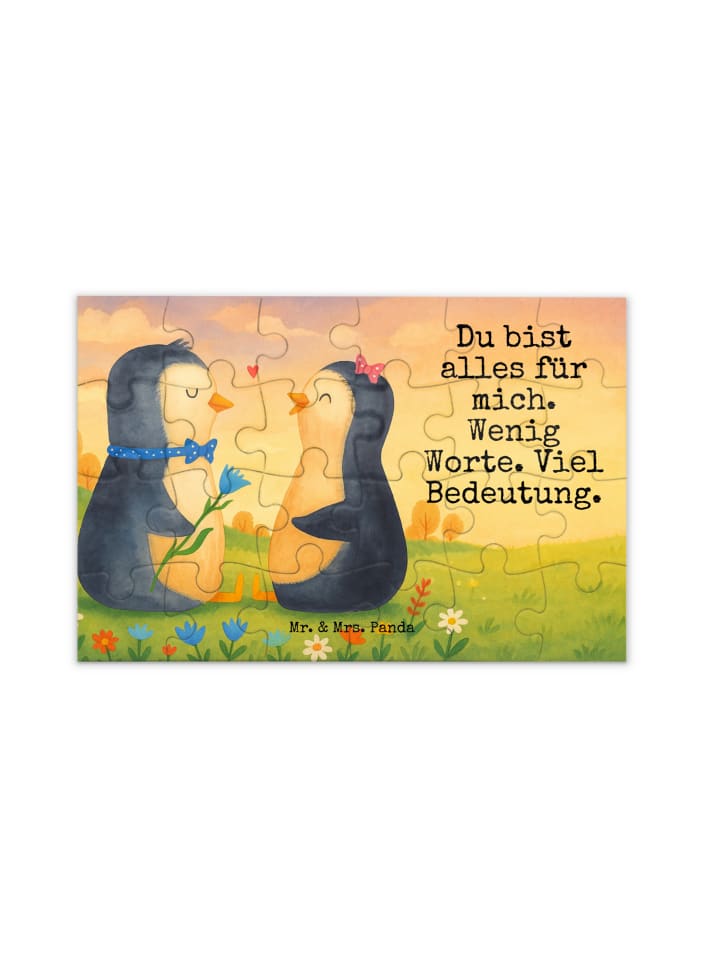 Puzzle Pinguin Pärchen Design mit Spruch in Weiß