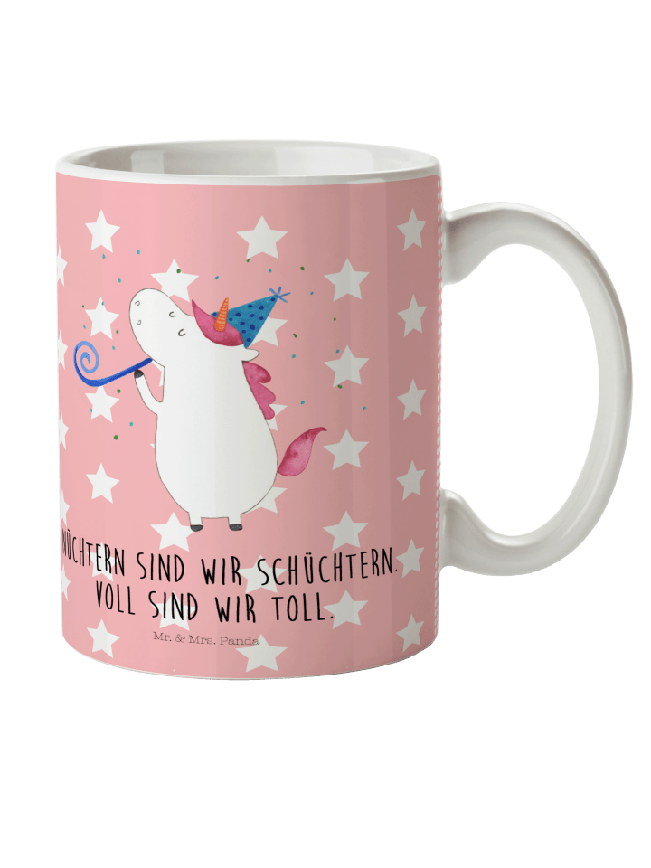 Kinderpott Einhorn Party mit Spruch in Rot Pastell