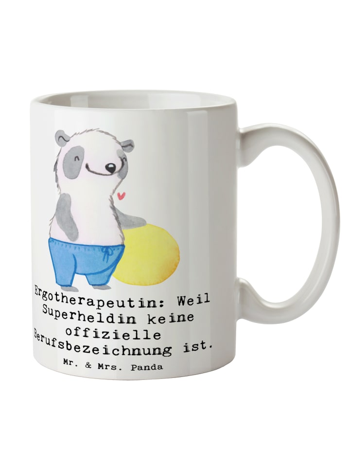 Kaffeetasse Ergotherapeutin Superheldin mit Spruch in Weiß