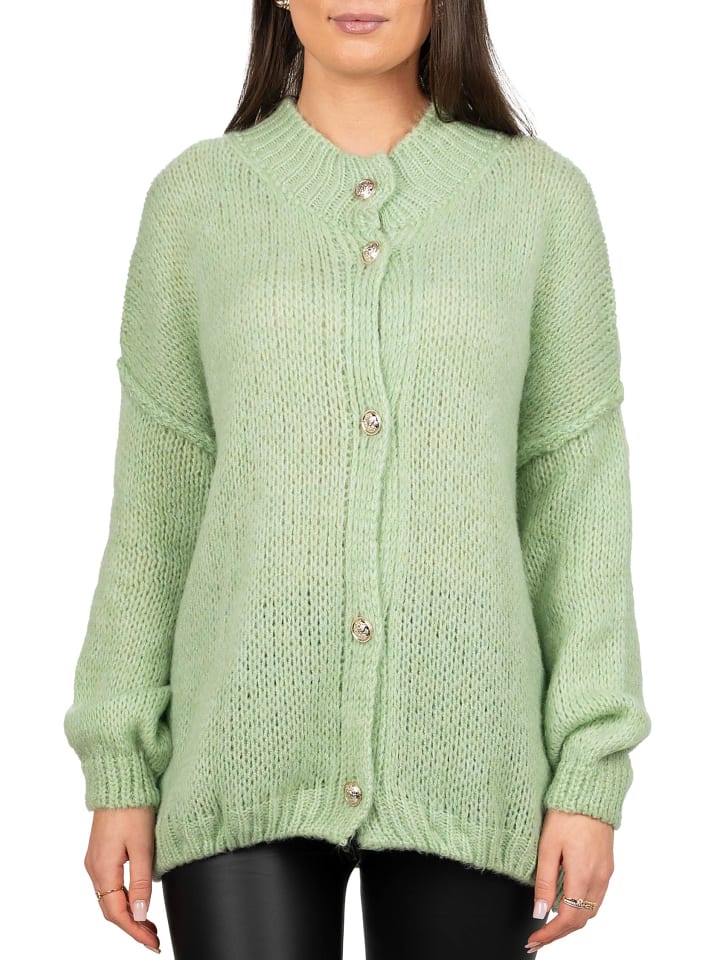 Damen Relaxed Fit Strickjacke Oversized-Look in Mint