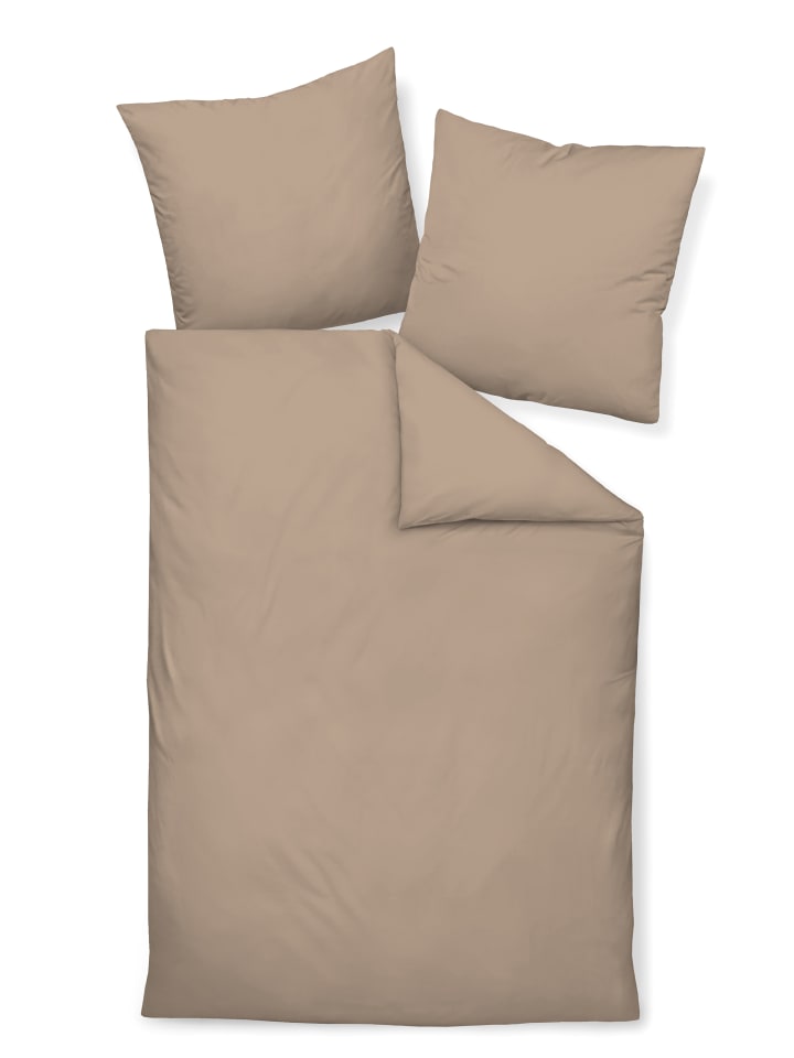 Mako-Satin Bettwäsche uni in taupe