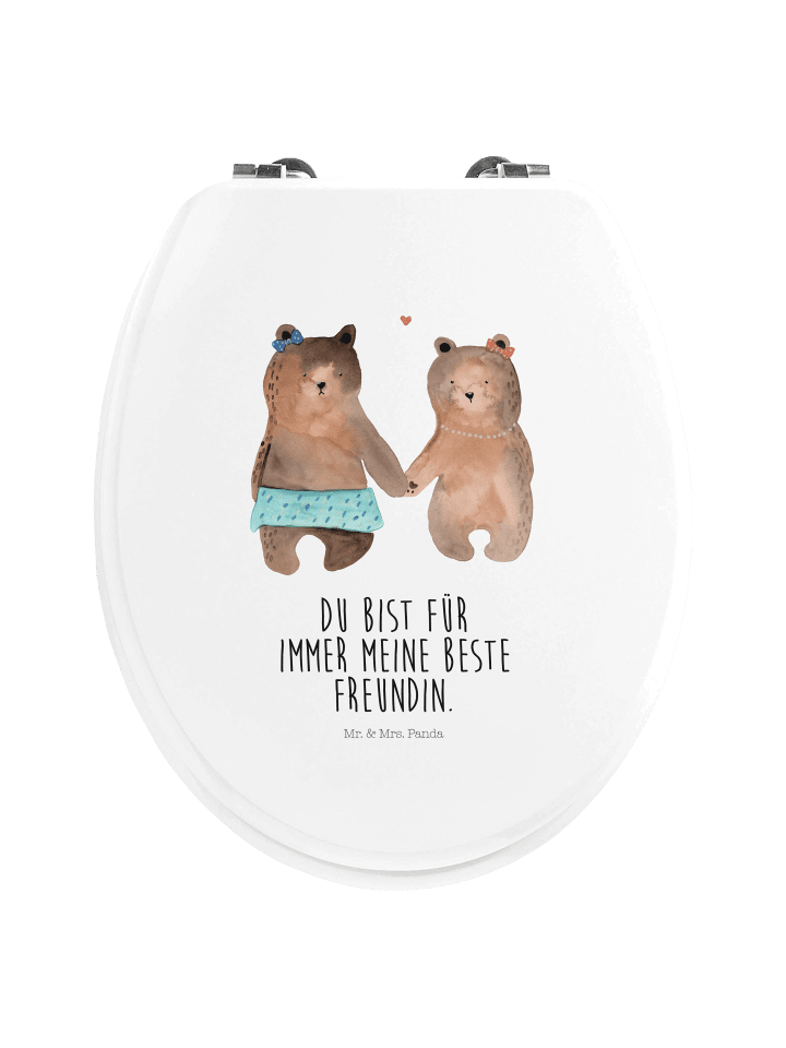 Toilettendeckel Bär Freundin mit Spruch in Weiß