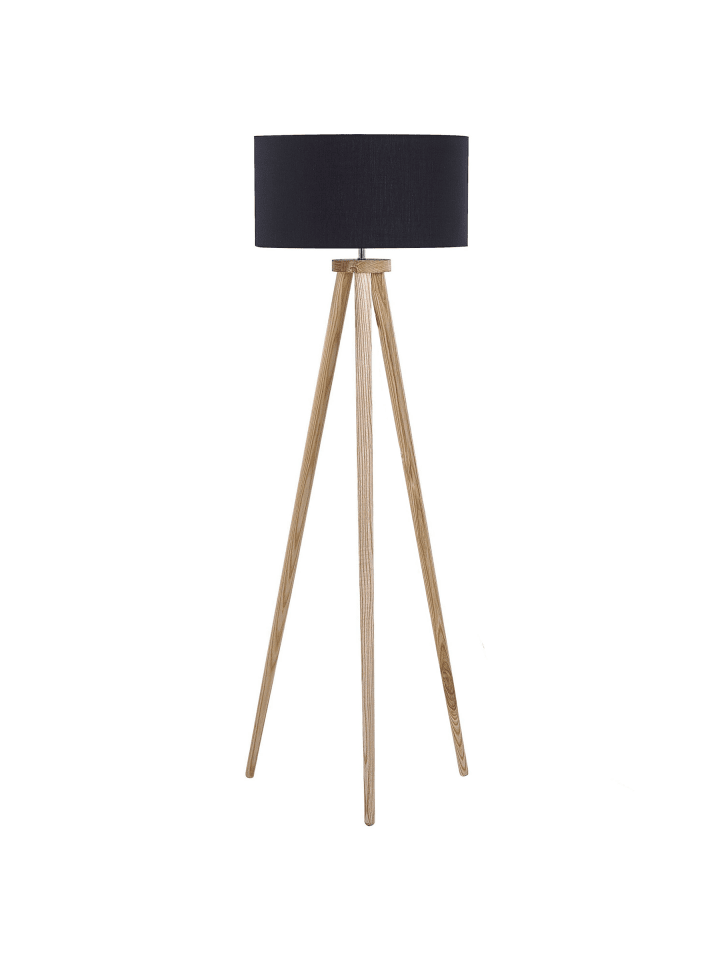 Stehleuchte NITRA in Schwarz/Braun - (W) 45 x (H) 142 x (L) 45 cm