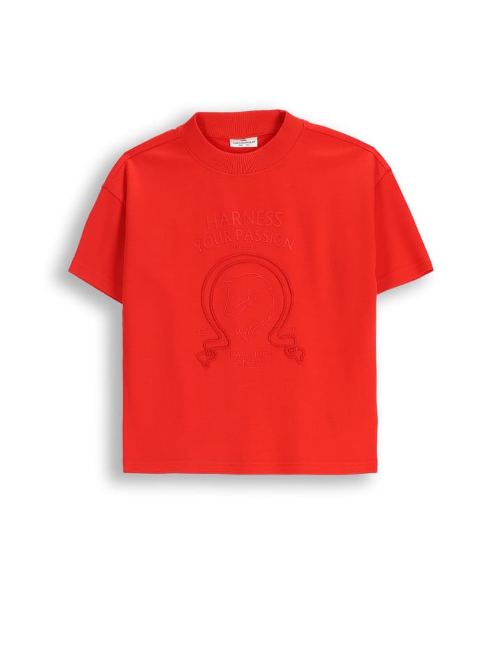 Baumwoll-T-Shirt mit kurzen Ärmeln in rot