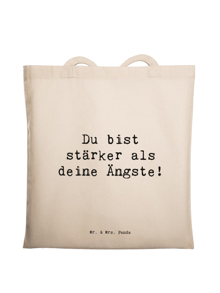 Tasche Spruch Angst überwinden mit Spruch in Creme