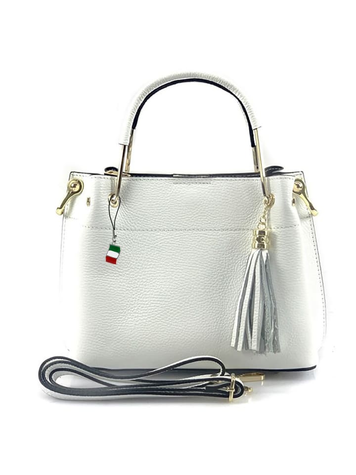 Florence Umhängetasche, Handtasche Leder weiß ca. 30cm