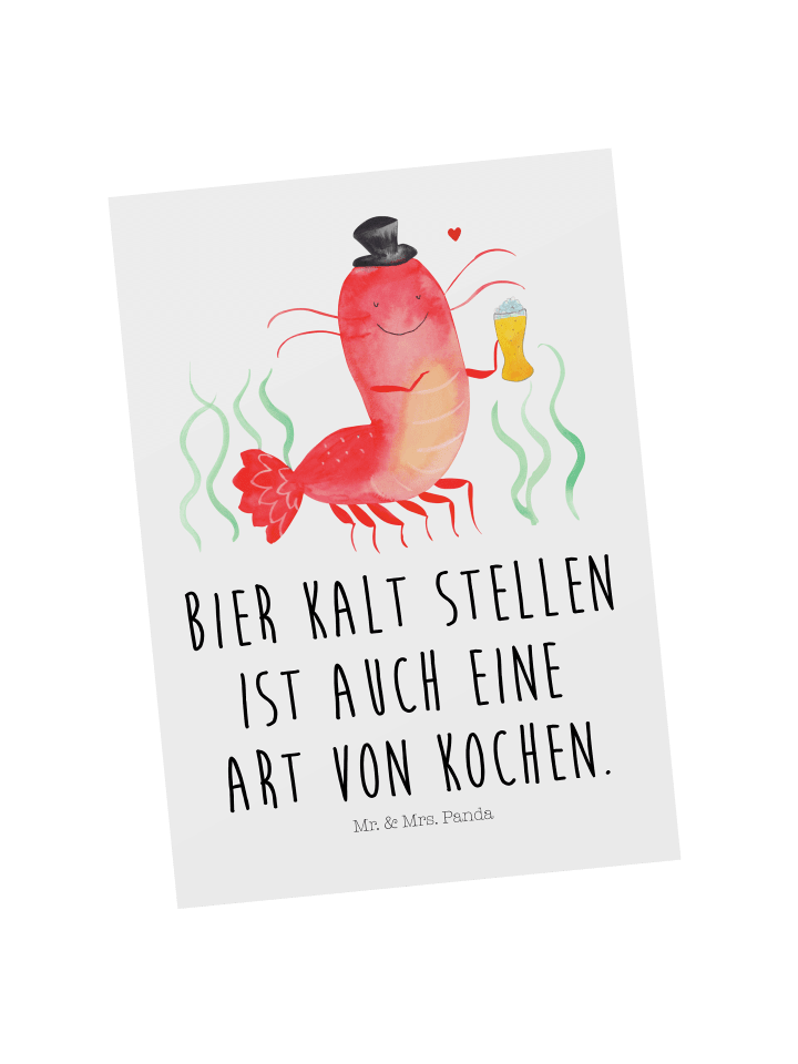 Postkarte Hummer Weizen mit Spruch in Weiß