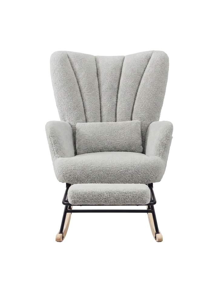 Schaukelsessel Teou in Grau - (B)71.5 x (H)92 x (T)(92-126.5) cm