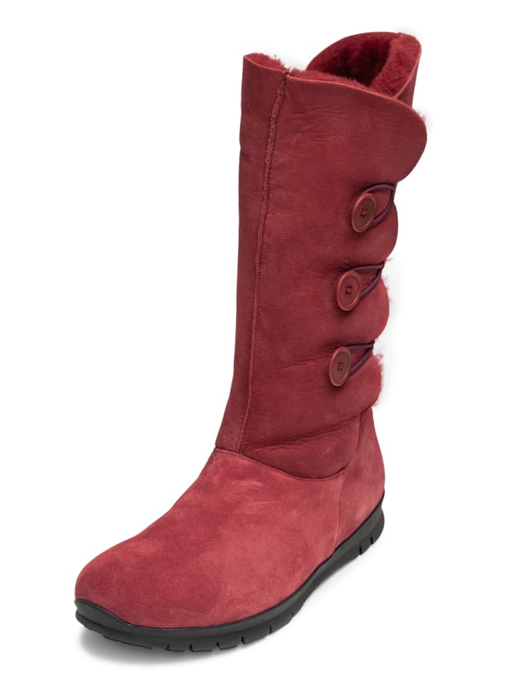Veloursleder & Doubleface Stiefel in bordeaux