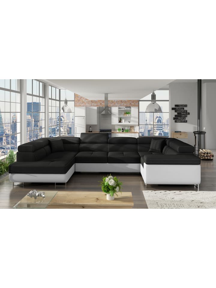 Lavin Recamiere Links in Schwarz - (L) 340 x (B) 340 x (H) 90 cm
