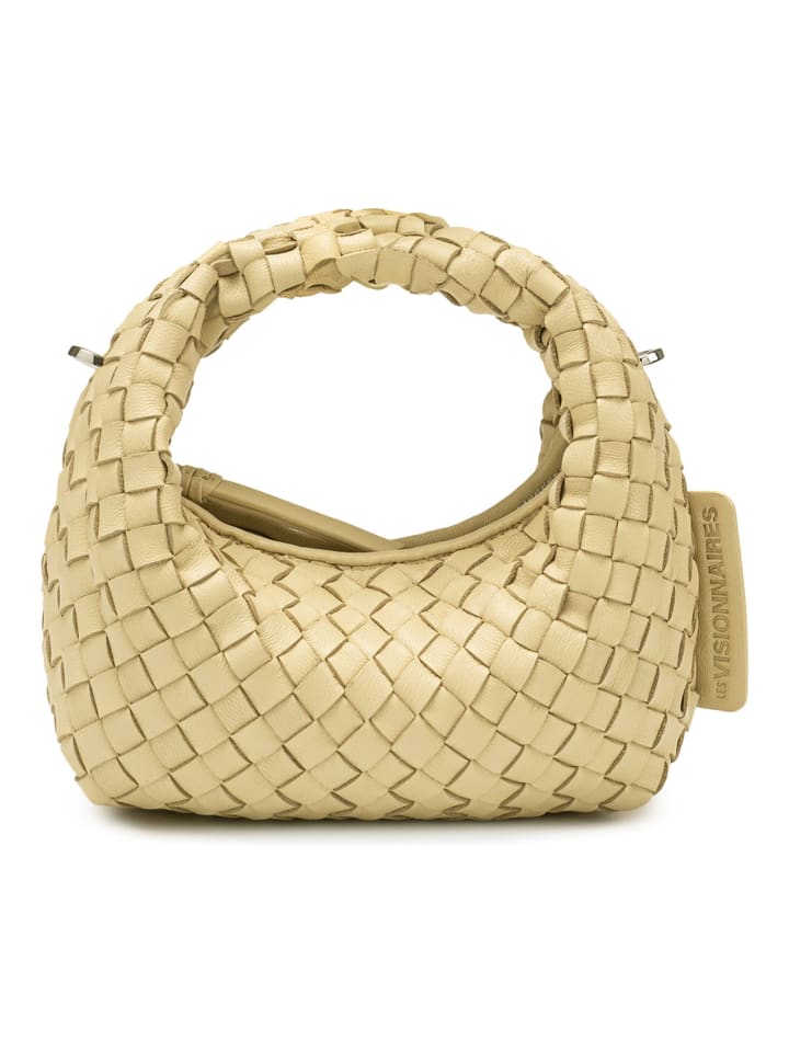 Greta Micro weave Handtasche Leder 20 cm butter yellow