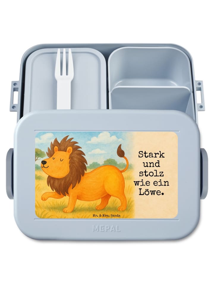Lunch Box Sternzeichen Löwe Design mit Spruch in Blau Pastell