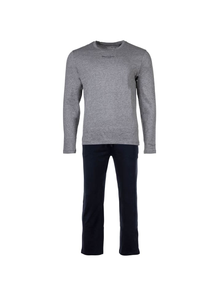 Pyjama in Grau/Dunkelblau