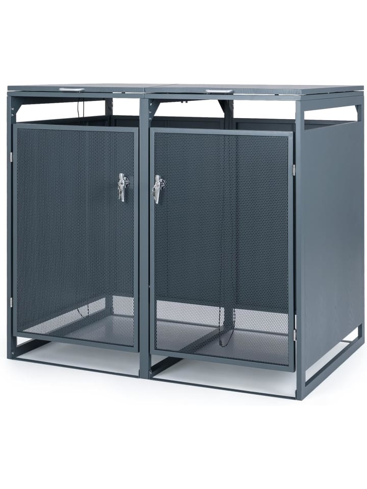 Mülltonnenbox 240L Metall Outdoor in Grau