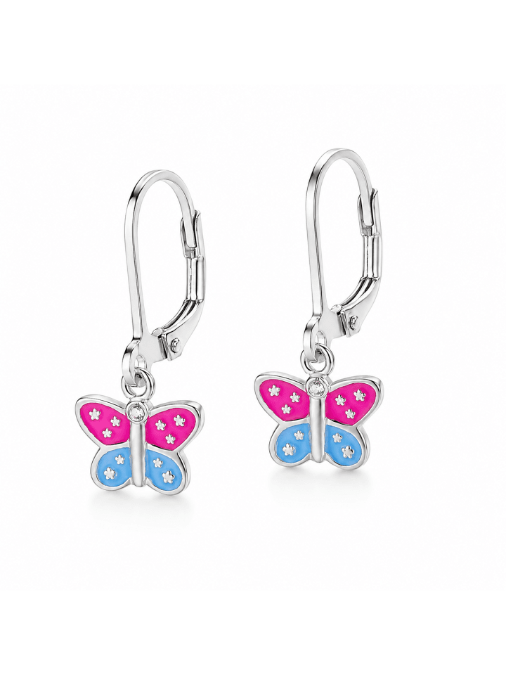 Ohrringe 925 Silber Schmetterling in Pink