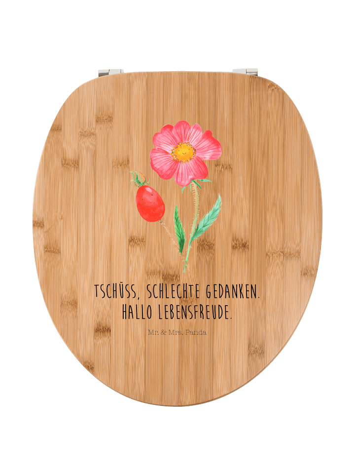 Toilettendeckel Blume HageRundunge mit Spruch in Braun