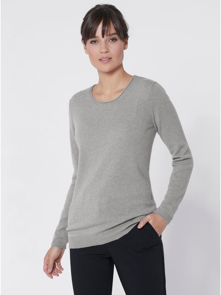 Kaschmir-Pullover in grau-meliert