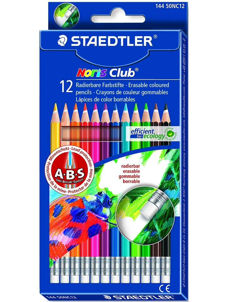 Farbstift Noris Club 12 Farben mit Tipradierer