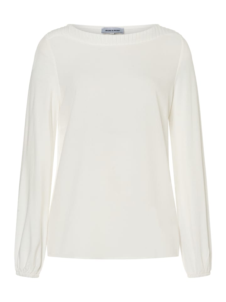 elegantes Blusenshirt, Materialmix in offwhite