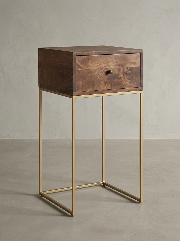 Nachttisch | Mango/Metall, 40x75.5x35cm, Design