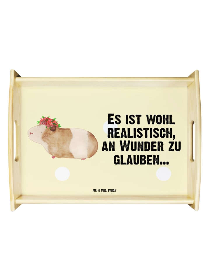 Tablett Meerschweinchen Weisheit mit Spruch in Gelb Pastell