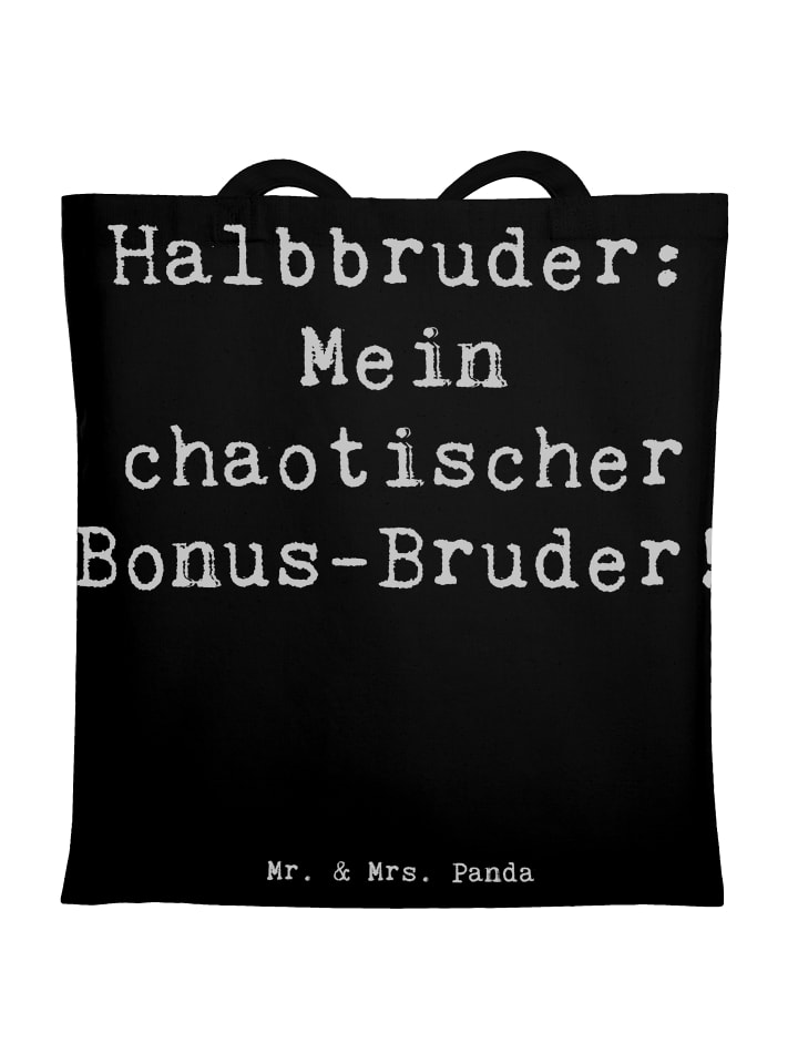 Tragetasche Halbbruder Chaos mit Spruch in Schwarz