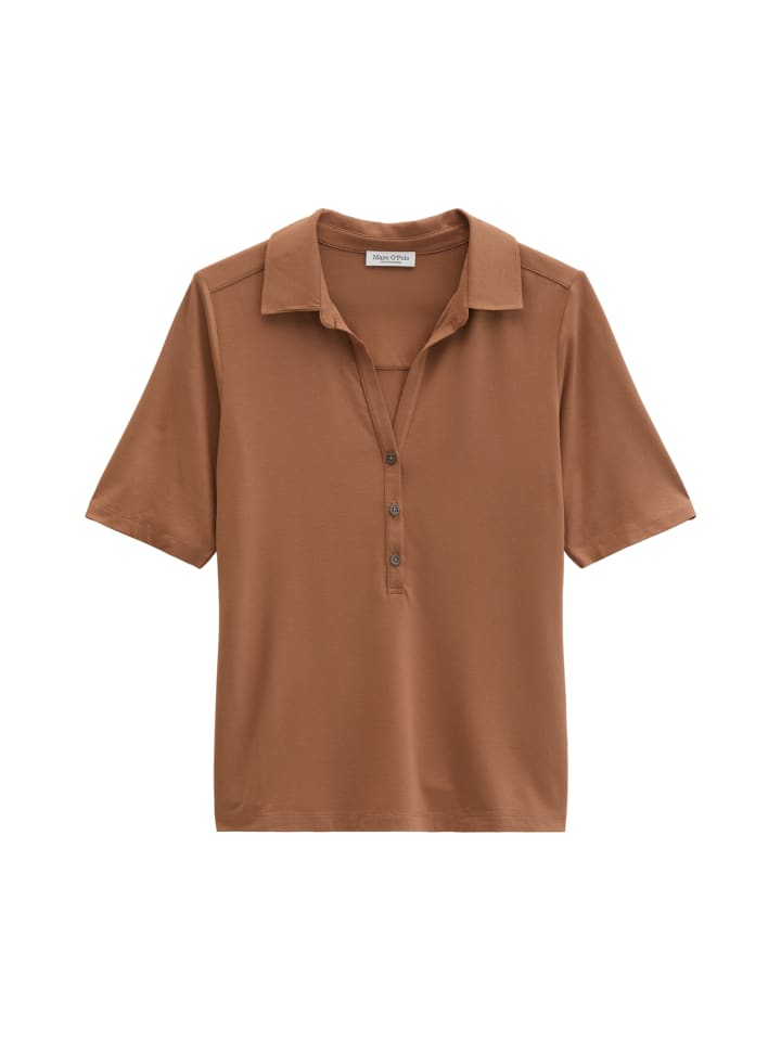 Jerseybluse im Polo-Stil regular in Burnt Brown