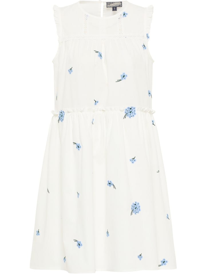 Damen Midikleid in Wollweiss Blau