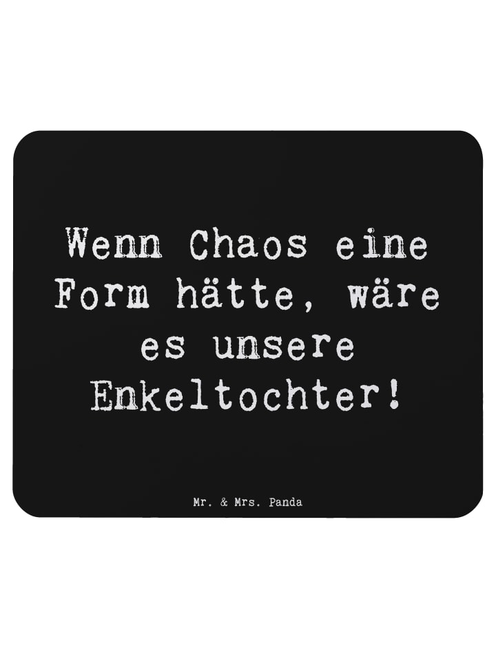 Mauspad Enkeltochter Chaos mit Spruch in Schwarz