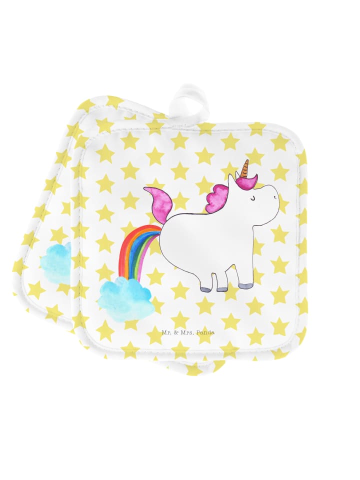 Topflappen Einhorn Pupsen ohne Spruch in Weiß
