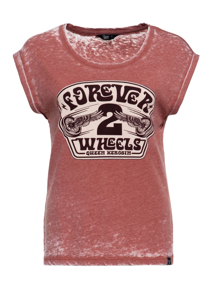 Queen Kerosin T-Shirt Forever 2 Wheels in terrakotta