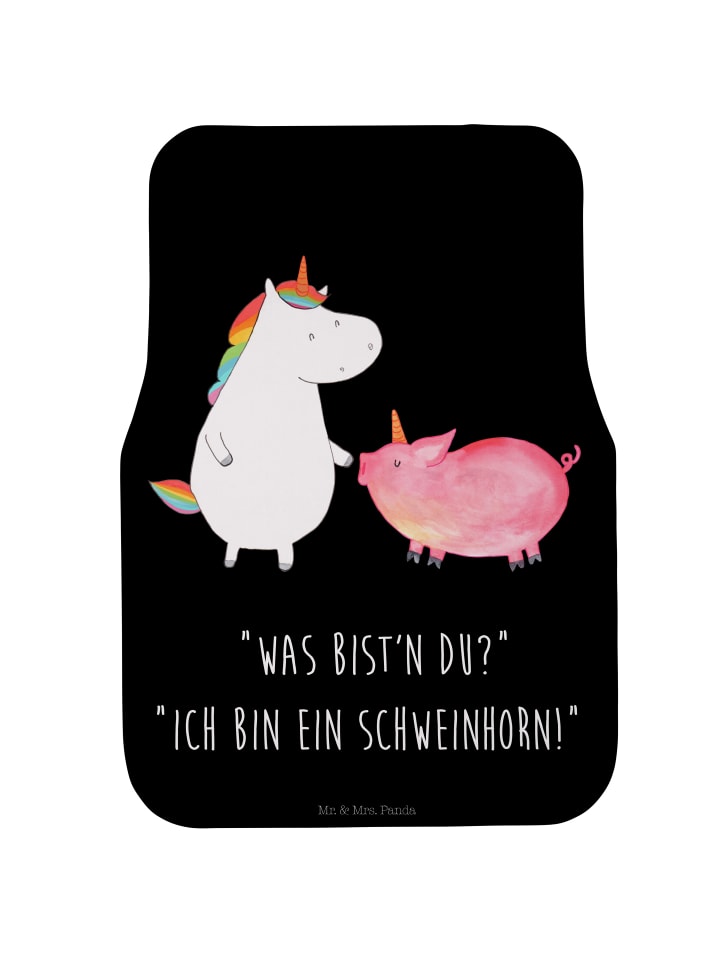 Automatte Einhorn Schwein mit Spruch in Schwarz