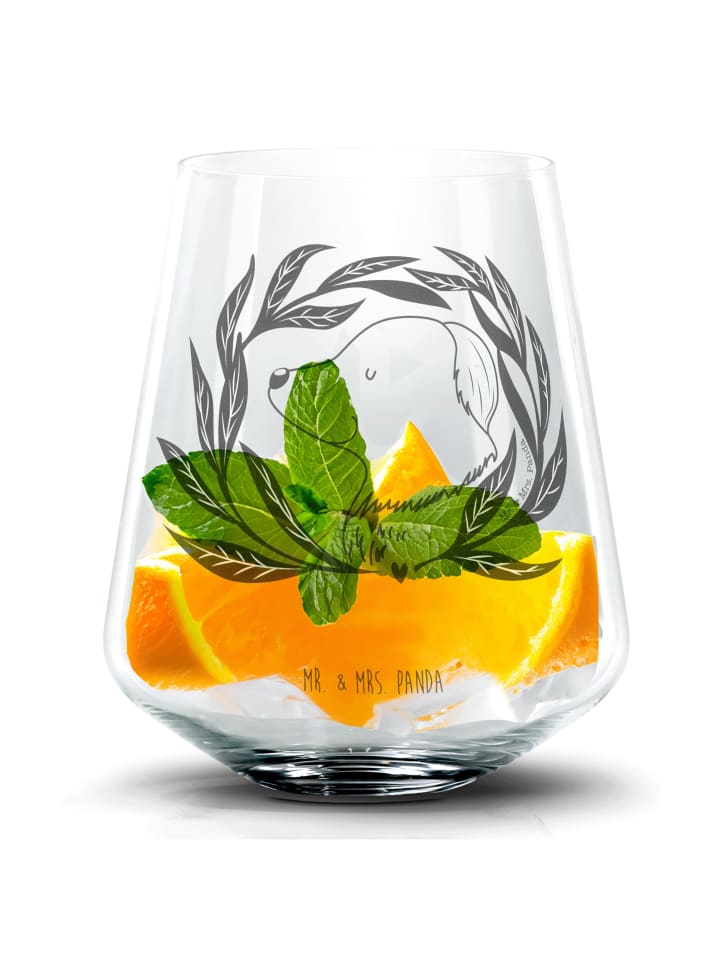 Blümchentailglas Hund Blumen ohne Spruch in Transparent