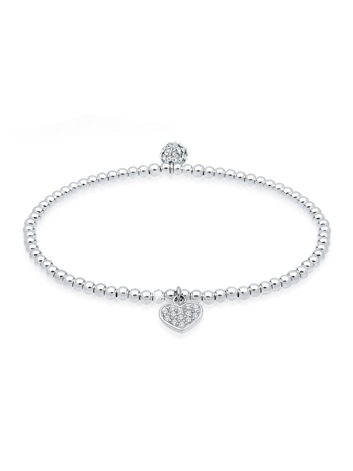 Armband 925 Sterling Silber Herz in Weiß