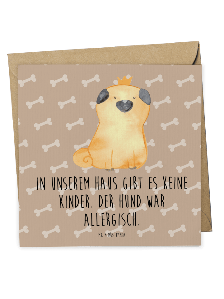 Deluxe Karte Mops Krone mit Spruch in Hundeglück