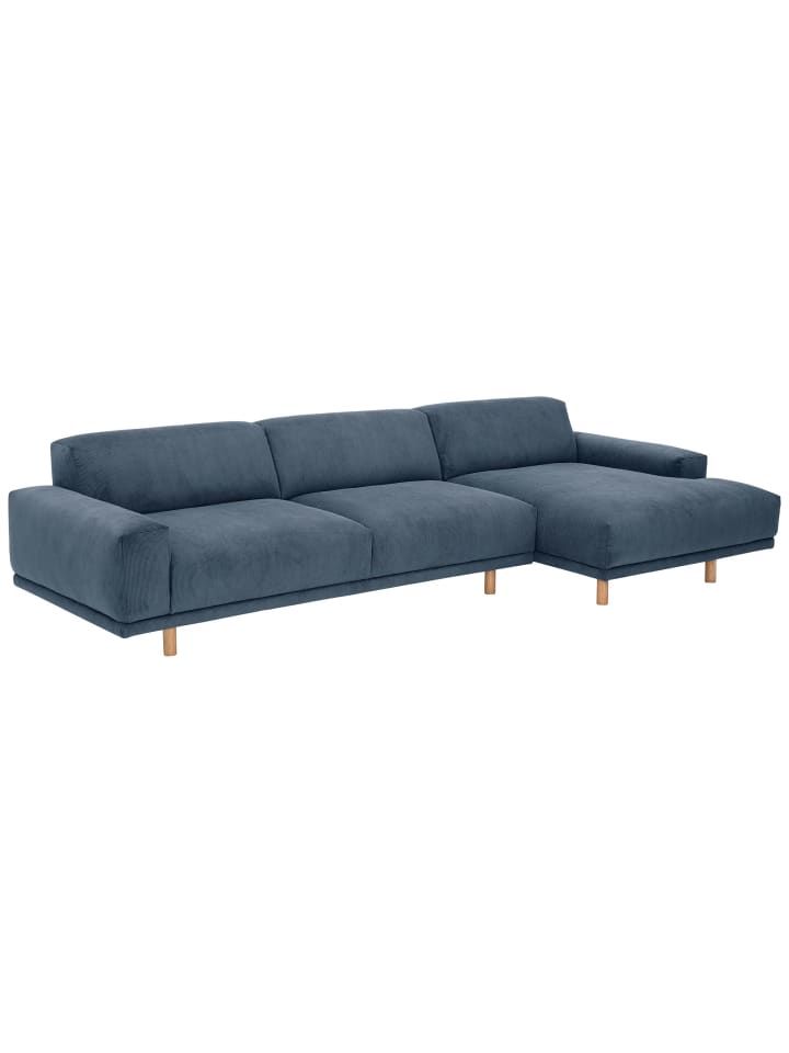 SOFA mit Longchair rechts Kattryna Cordstoff blau