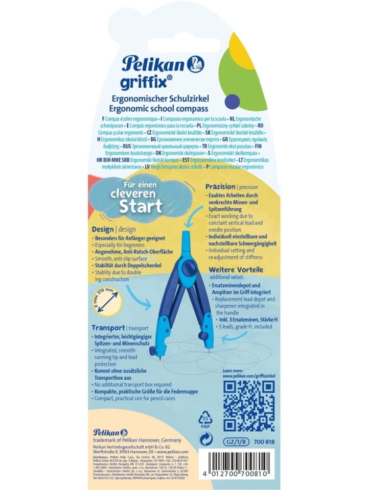 Zirkel griffix 15,5cm blau